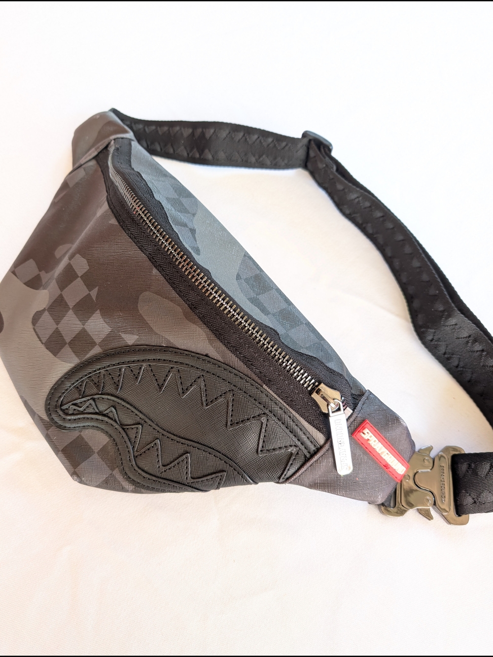 Sprayground Half Spritz Black Check Savvy Crossbody Bag